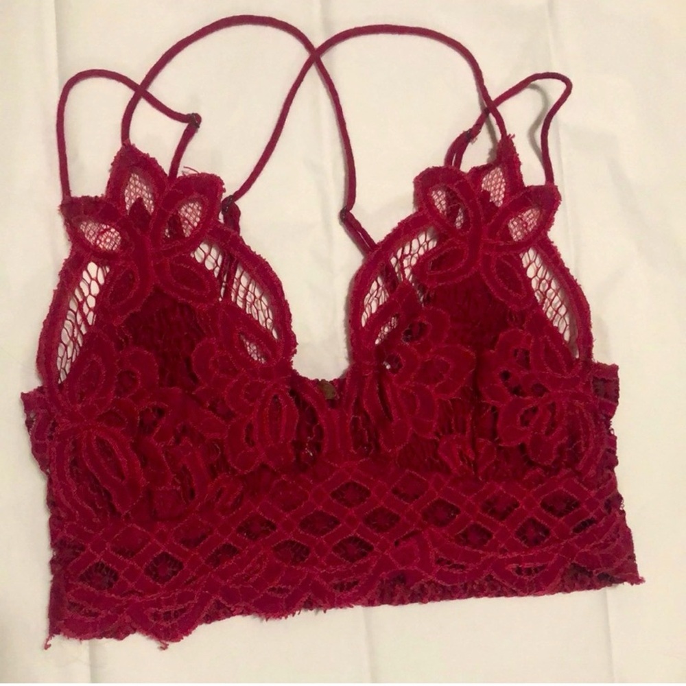 Free People Red Lace Bralette Size Small